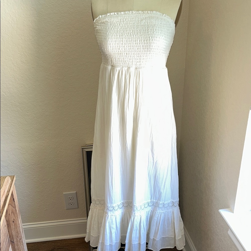 White Strapless Maxi Dress